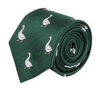King & Priory Goose Dark Green Herringbone Embroidered Tie