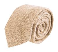 King & Priory Hay Brown Herringbone Wool Tie, Mens Necktie