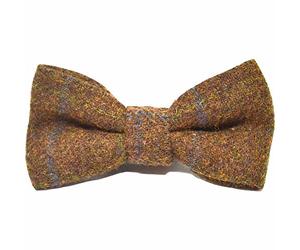 King & Priory Heritage Check Cedar Brown Pre-Tied Bow Tie, Tweed, Country Pre-Tied Bow Tie