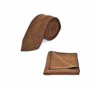 King & Priory Heritage Check Cedar Brown Tie & Pocket Square Set