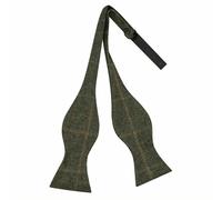 King & Priory Heritage Check Moss Green Self-Tie Bow Tie, Tweed, Country Self-Tie Bow Tie
