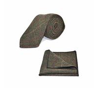 King & Priory Heritage Check Moss Green Tie & Pocket Square Set