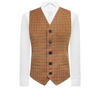 King & Priory Heritage Check Rustic Brown Waistcoat - XL