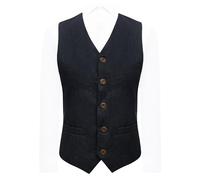 King & Priory Highland Weave Deep Blue Waistcoat - XL