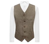 King & Priory Highland Weave Latte Brown Waistcoat - XL