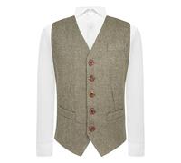 King & Priory Highland Weave Sage Green Waistcoat - L