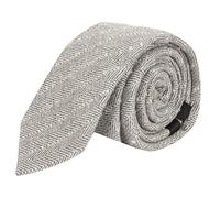 King & Priory Light Grey Herringbone with Pinstripe Tie, Beige