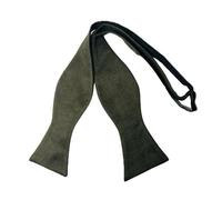 King & Priory Luxury Dark Olive Green Suede Self-Tie Bow Tie