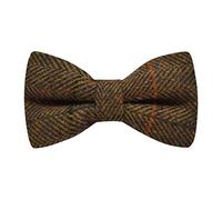 King & Priory Luxury Dijon Brown Herringbone Check Bow Tie, Tweed