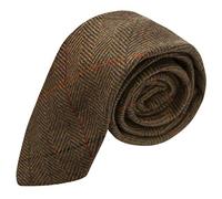 King & Priory Luxury Dijon Herringbone Check Tie, Tweed Brown