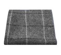 King & Priory Luxury Graphite Grey Herringbone Check Tweed Pocket Square, Handkerchief