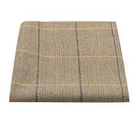 King & Priory Luxury Light Oak Herringbone Check Pocket Square, Handkerchief, Tweed