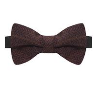 King & Priory Luxury Mahogany Brown Herringbone Check Bow Tie, Tweed, Brick Red