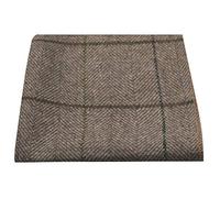 King & Priory Luxury Peanut Brown Herringbone Check Pocket Square, Handkerchief, Tweed