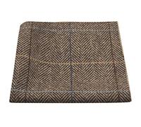 King & Priory Luxury Walnut Brown Herringbone Check Pocket Square, Handkerchief, Tweed