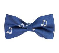 King & Priory Music Note Navy Blue Herringbone Embroidered Bow Tie