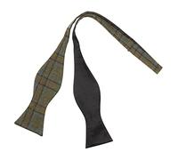 King & Priory Olive Green & Brown Check Self-Tie Bow Tie, Plaid