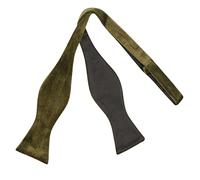 King & Priory Olive Green Textured Velvet Self-Tie Bow Tie