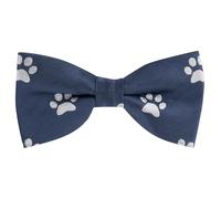 King & Priory Paw Print Navy Blue Herringbone Embroidered Bow Tie, Cat, Dog