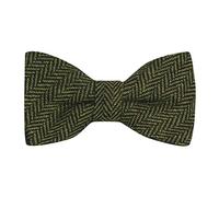 King & Priory Pickle Green & Black Herringbone Bow Tie