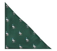 King & Priory Pigeon Dark Green Herringbone Embroidered Pocket Square, Handkerchief