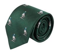 King & Priory Pigeon Dark Green Herringbone Embroidered Tie