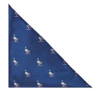 King & Priory Pigeon Navy Blue Herringbone Embroidered Pocket Square, Handkerchief
