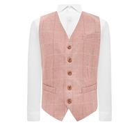 King & Priory Pink Herringbone Windowpane Check Waistcoat - M
