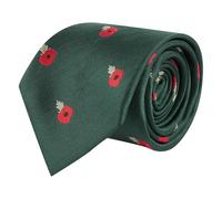 King & Priory Poppy Dark Green Herringbone Embroidered Tie