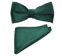King & Priory Racing Green Velvet Bow Tie & Pocket Square Set