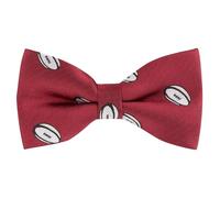 King & Priory Rugby Ball Burgundy Red Herringbone Embroidered Bow Tie