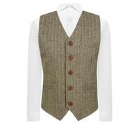 King & Priory Sage Green Herringbone with Pinstripe Waistcoat - XXL