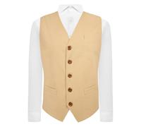 King & Priory Sand Cream Linen Waistcoat - L