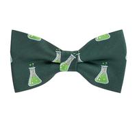 King & Priory Science Conical Flask Dark Green Herringbone Embroidered Bow Tie