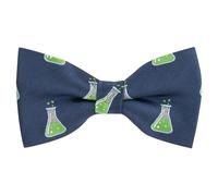 King & Priory Science Conical Flask Navy Blue Herringbone Embroidered Bow Tie
