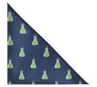 King & Priory Science Conical Flask Navy Blue Herringbone Embroidered Pocket Square, Handkerchief