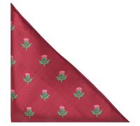 King & Priory Scottish Thistle Burgundy Red Herringbone Embroidered Pocket Square, Handkerchief