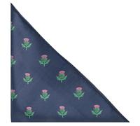 King & Priory Scottish Thistle Navy Blue Herringbone Embroidered Pocket Square, Handkerchief
