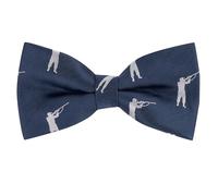 King & Priory Shooting/Gamekeeper Navy Blue Herringbone Embroidered Bow Tie