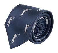 King & Priory Shooting/Gamekeeper Navy Blue Herringbone Embroidered Tie