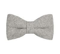 King & Priory Silver Grey & Cream Herringbone Bow Tie