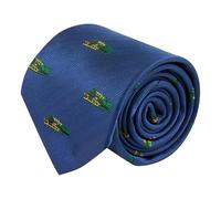 King & Priory Steam Train Navy Blue Herringbone Embroidered Tie