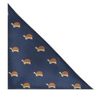 King & Priory Tortoise Navy Blue Herringbone Embroidered Pocket Square, Handkerchief