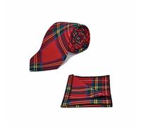 King & Priory Traditional Red Tartan Check Tie & Pocket Square Set