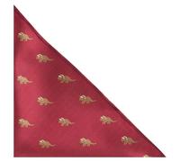 King & Priory Triceratops Dinosaur Burgundy Red Herringbone Embroidered Pocket Square, Handkerchief