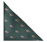 King & Priory Triceratops Dinosaur Dark Green Herringbone Embroidered Pocket Square, Handkerchief