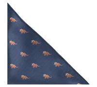 King & Priory Triceratops Dinosaur Navy Blue Herringbone Embroidered Pocket Square, Handkerchief