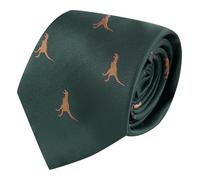 King & Priory Tyrannosaurus Rex/T-Rex Dark Green Herringbone Embroidered Tie
