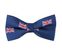 King & Priory Union Jack UK Flag Navy Blue Herringbone Embroidered Bow Tie