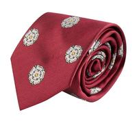 King & Priory Yorkshire Rose Burgundy Red Herringbone Embroidered Tie
